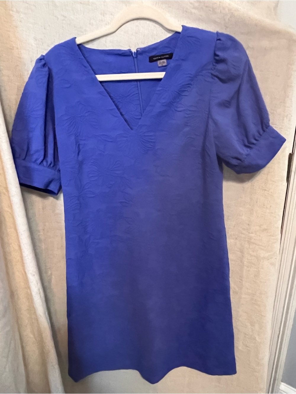 Tommy Hilfiger periwinkle V-Neck Puff Sleeve Shift Dress
